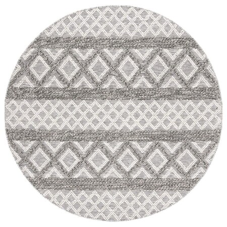 Safavieh 6 x 6 ft. Vermont Hand Woven Round Area Rug; Ivory & Dark Grey VRM211H-6R